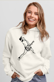 Elektro Gitar Baskılı Beyaz Unisex Hoodie