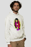 Elektro Gitar Baskılı Beyaz Unisex Hoodie