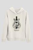 Elektro Gitar Baskılı Beyaz Unisex Hoodie