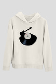 Elektro Gitar Baskılı Beyaz Unisex Hoodie