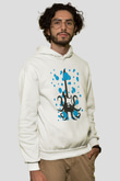 Elektro Gitar Baskılı Beyaz Unisex Hoodie