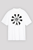 Elektro Gitar Baskılı Beyaz Unisex Oversize Tişört - Tshirt