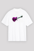 Elektro Gitar Baskılı Beyaz Unisex Oversize Tişört - Tshirt