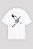 Elektro Gitar Baskılı Beyaz Unisex Oversize Tişört - Tshirt