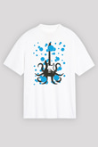 Elektro Gitar Baskılı Beyaz Unisex Oversize Tişört - Tshirt