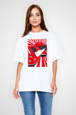 Elektro Gitar Baskılı Beyaz Unisex Oversize Tişört - Tshirt
