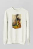Elektro Gitar Baskılı Beyaz Unisex Sweatshirt