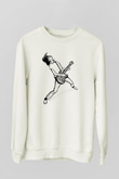 Elektro Gitar Baskılı Beyaz Unisex Sweatshirt