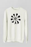 Elektro Gitar Baskılı Beyaz Unisex Sweatshirt