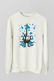 Elektro Gitar Baskılı Beyaz Unisex Sweatshirt
