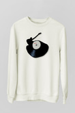 Elektro Gitar Baskılı Beyaz Unisex Sweatshirt