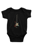 Elektro Gitar Baskılı Unisex Siyah Bebek Body - Zıbın