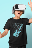 Elektro Gitar Baskılı Unisex Siyah Çocuk Tişört - Tshirt