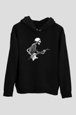 Elektro Gitar Baskılı Unisex Siyah Hoodie