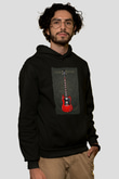 Elektro Gitar Baskılı Unisex Siyah Hoodie