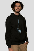 Elektro Gitar Baskılı Unisex Siyah Hoodie