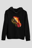 Elektro Gitar Baskılı Unisex Siyah Hoodie