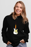 Elektro Gitar Baskılı Unisex Siyah Hoodie