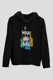 Elektro Gitar Baskılı Unisex Siyah Hoodie