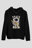 Elektro Gitar Baskılı Unisex Siyah Hoodie