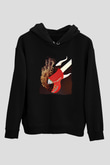 Elektro Gitar Baskılı Unisex Siyah Hoodie