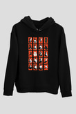 Elektro Gitar Baskılı Unisex Siyah Hoodie