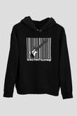 Elektro Gitar Baskılı Unisex Siyah Hoodie