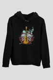 Elektro Gitar Baskılı Unisex Siyah Hoodie