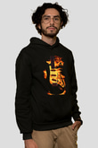 Elektro Gitar Baskılı Unisex Siyah Hoodie