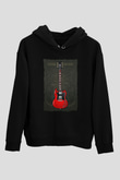 Elektro Gitar Baskılı Unisex Siyah Hoodie