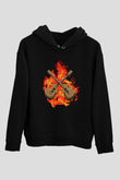 Elektro Gitar Baskılı Unisex Siyah Hoodie