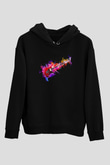 Elektro Gitar Baskılı Unisex Siyah Hoodie
