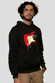 Elektro Gitar Baskılı Unisex Siyah Hoodie
