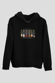 Elektro Gitar Baskılı Unisex Siyah Hoodie