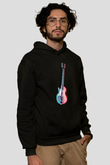 Elektro Gitar Baskılı Unisex Siyah Hoodie