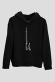 Elektro Gitar Baskılı Unisex Siyah Hoodie
