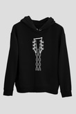 Elektro Gitar Baskılı Unisex Siyah Hoodie