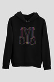 Elektro Gitar Baskılı Unisex Siyah Hoodie