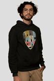 Elektro Gitar Baskılı Unisex Siyah Hoodie