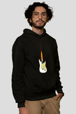 Elektro Gitar Baskılı Unisex Siyah Hoodie