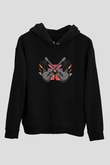 Elektro Gitar Baskılı Unisex Siyah Hoodie