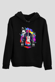 Elektro Gitar Baskılı Unisex Siyah Hoodie