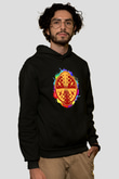 Elektro Gitar Baskılı Unisex Siyah Hoodie