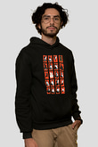Elektro Gitar Baskılı Unisex Siyah Hoodie