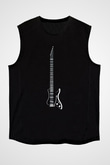 Elektro Gitar Baskılı Unisex Siyah Kolsuz Tişört - Tshirt