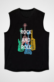 Elektro Gitar Baskılı Unisex Siyah Kolsuz Tişört - Tshirt
