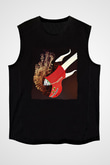 Elektro Gitar Baskılı Unisex Siyah Kolsuz Tişört - Tshirt