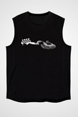 Elektro Gitar Baskılı Unisex Siyah Kolsuz Tişört - Tshirt