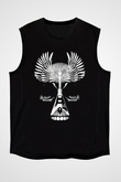 Elektro Gitar Baskılı Unisex Siyah Kolsuz Tişört - Tshirt