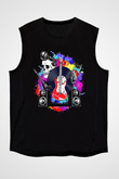 Elektro Gitar Baskılı Unisex Siyah Kolsuz Tişört - Tshirt